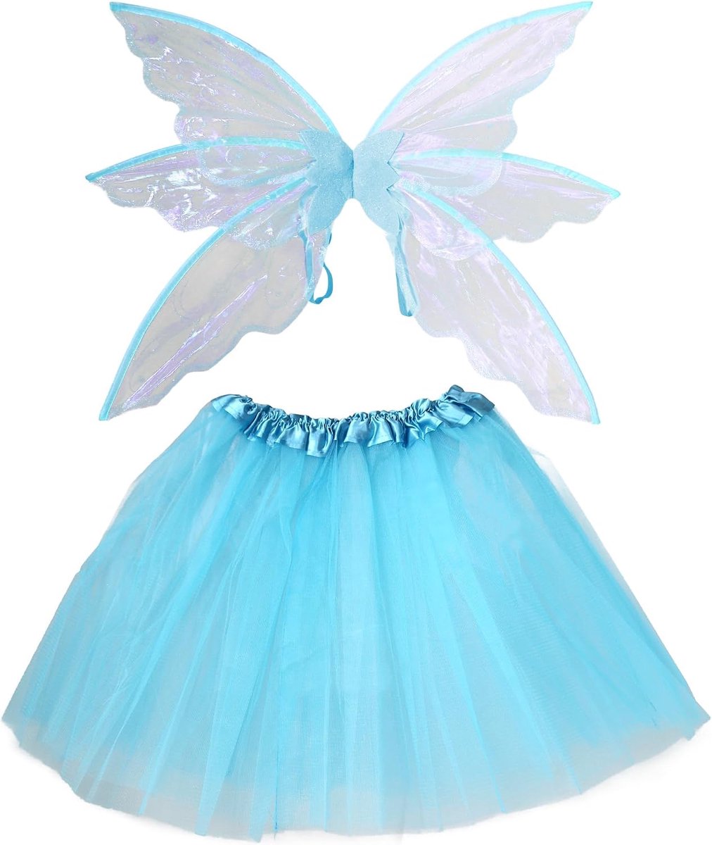 Feeënkostuum voor dames, grote vlindervleugels met gelaagde tule rok, elfenprinses stijl voor Halloween, carnaval, fantasy-party