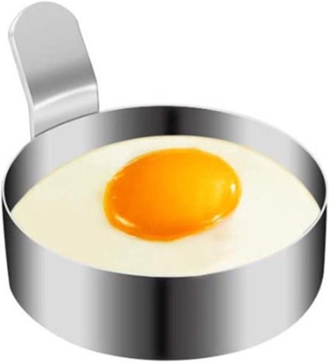 Eierring - Omeletvorm - Ontbijt Maken - Roestvrij Staal - 7.5 cm - Zilverkleurig