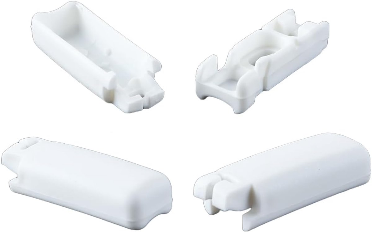 6 stuks witte jaloezievoeten, klemschoenen voor gespannen plisségordijnen met kleefachterkant en Stick & Fix kleefplaten aan de voorkant