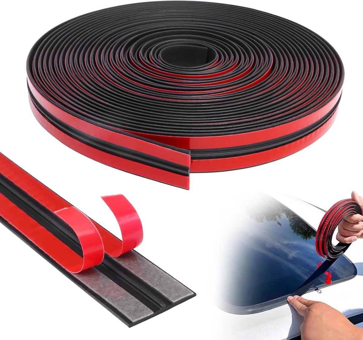 Autoafdichting, rubberen afdichtstrip, voorruitstrip, T-vorm, afdichtstrip voor autodeur, raam, autorand, afdichtingsstrips (19 mm, 6 m)
