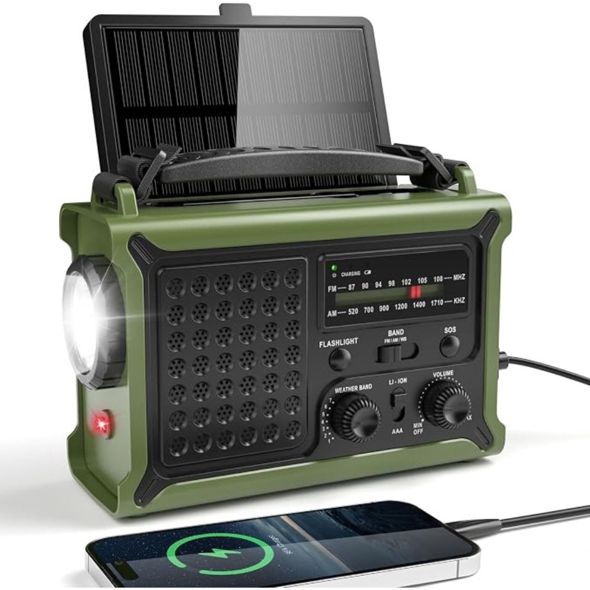 JCP® Zaklamp Opwindbaar - Zaklamp Opwindbaar en Batterij - Camping Noodverlichting - Groen - 17cm x 12cm x 7cm