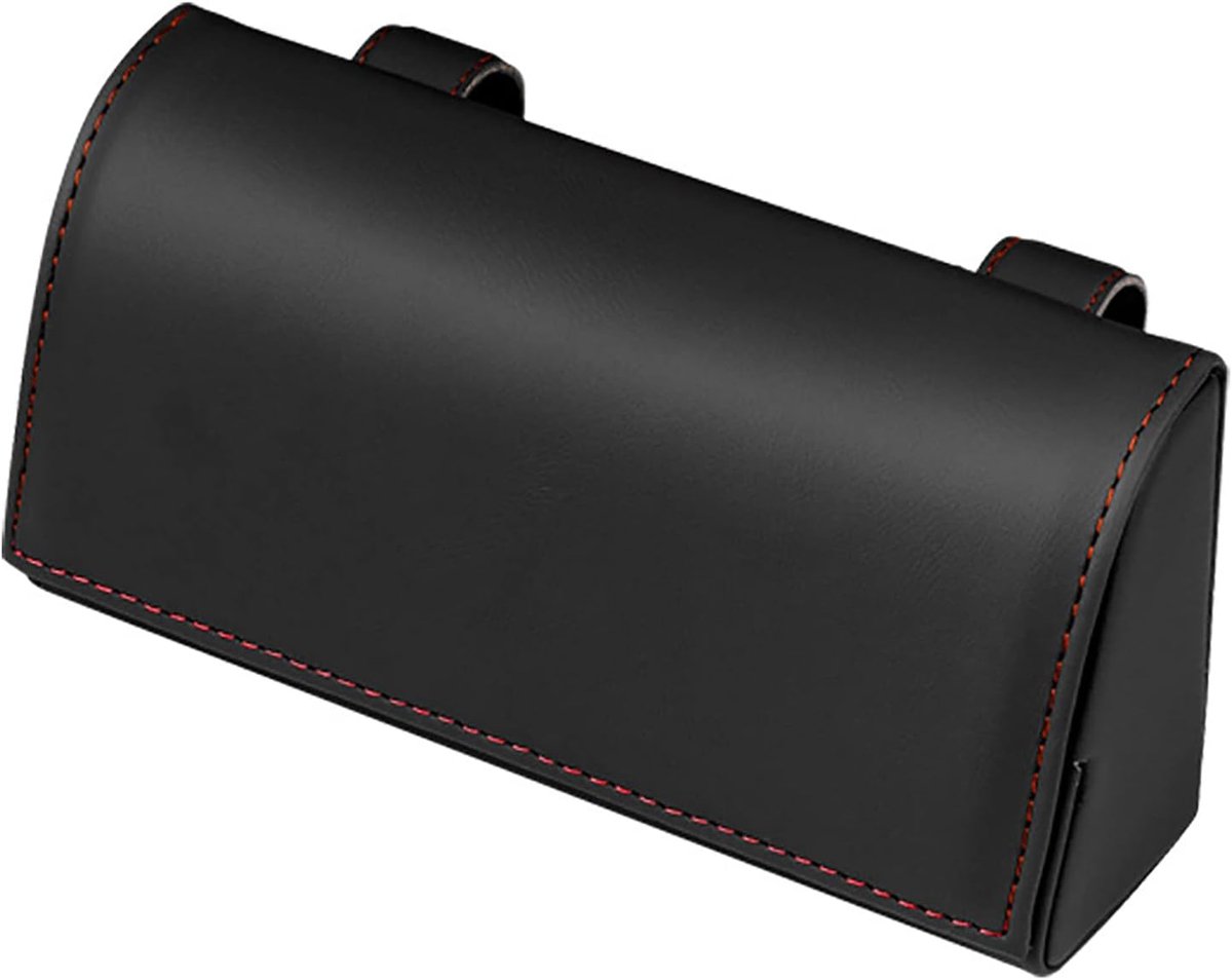 Dailygoods- Zonnebrillenkoker multifunctioneel - Brillenkoker auto - Opbergdoos - Waterdicht - PU-leer - Zwart 18x4,7x8 cm
