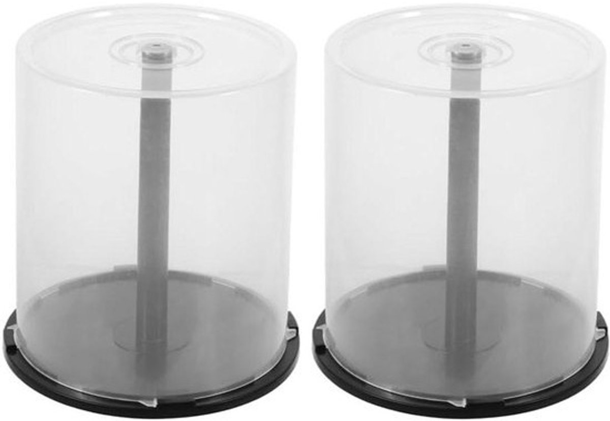 Allecta - Opbergemmer voor 100 Cd's en DVD's, transparant deksel, zwarte spindel, CD-organizer thuis en kantoor.