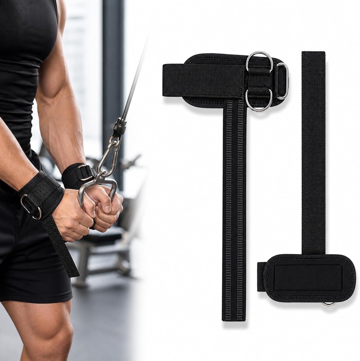 Gewichthefriemen - Zwart - Neopreen - Antislip Handgrepen voor Krachttraining en Bodybuilding