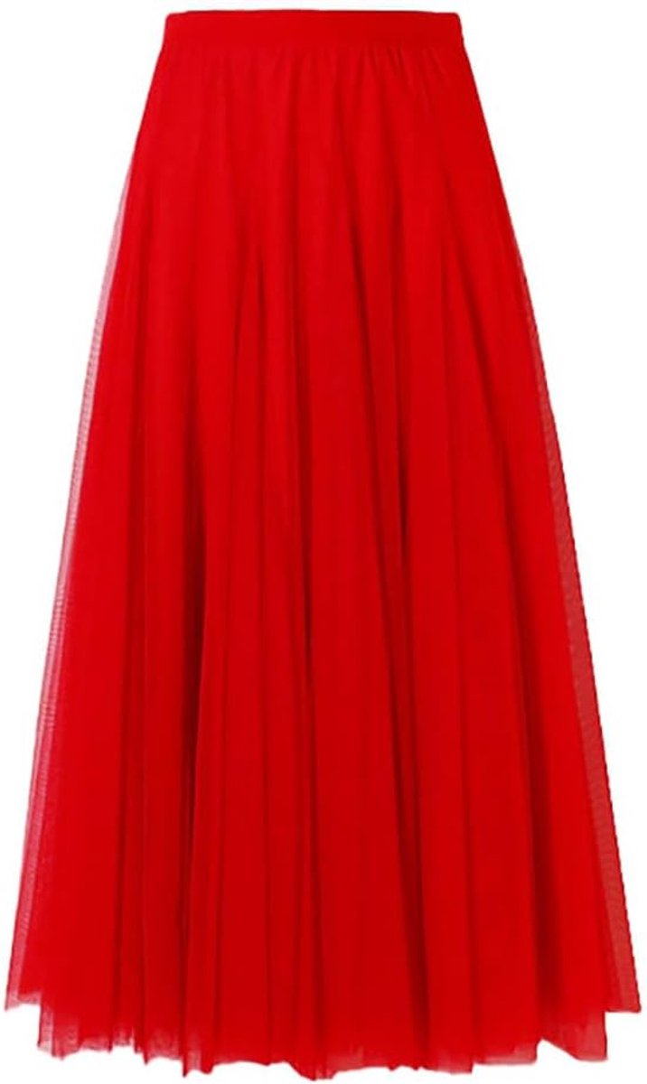 maxi-tule rok voor dames, A-lijn, midi-rok, onderrok, gelaagde rok, plooirok, dames, tule rok met hoge taille, podiumjurk, mesh, tutu, rok voor bruiloft en feest
