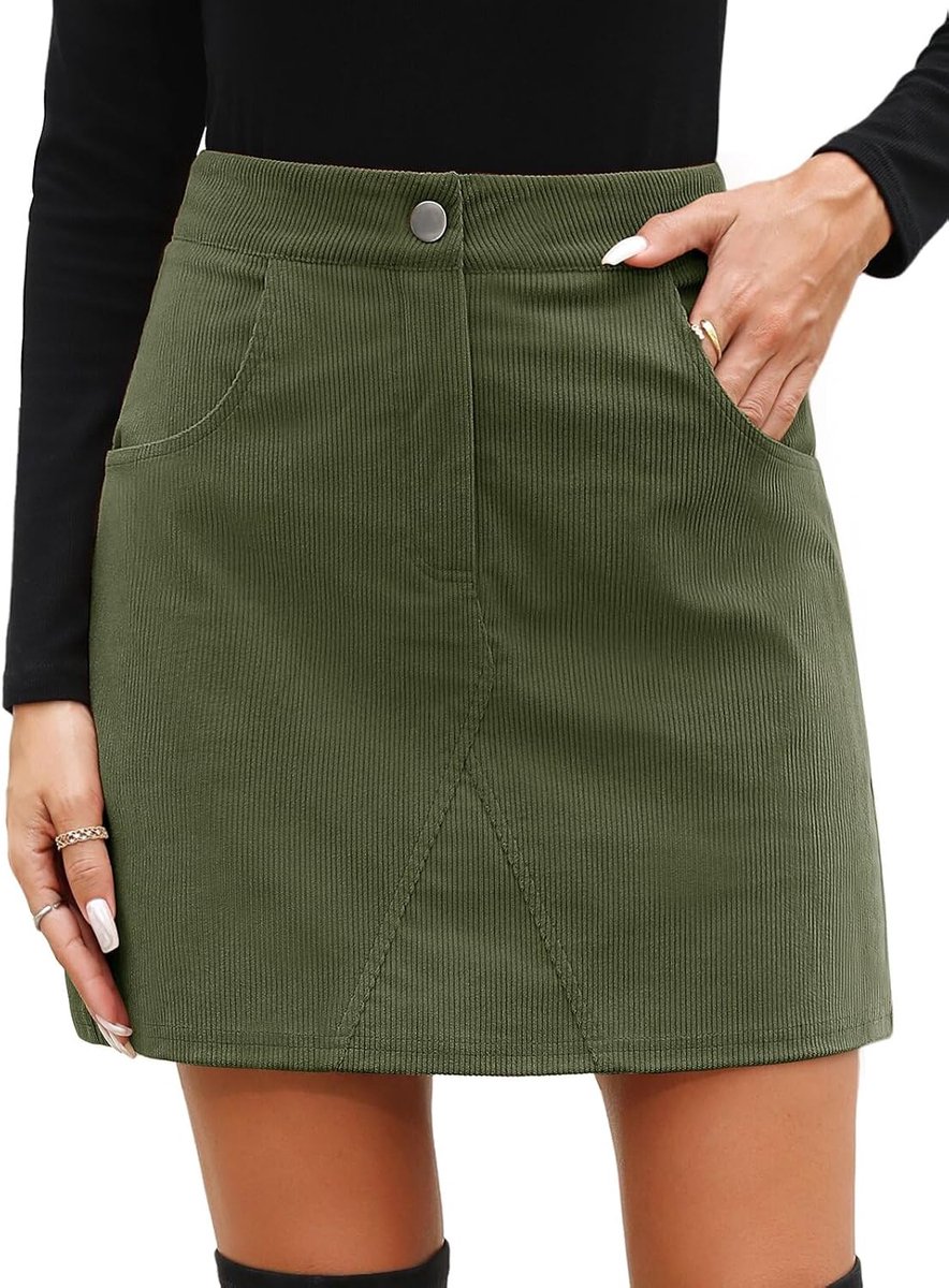 heekpek Corduroy, minirok, A-lijn, herfst, winter, korte rokken, hoge taille, wikkelrokken voor dames, school, werk en dagelijks gebruik