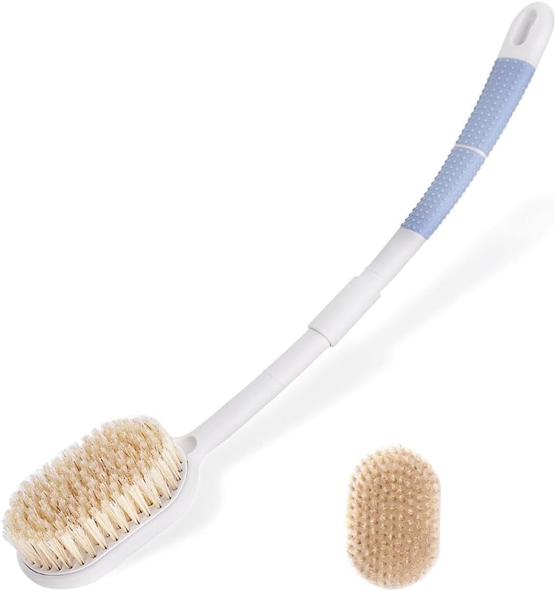 Opvouwbare doucheborstel met verwisselbare koppen, draagbaar, antislip, rugwrijvende doucheborstel voor vrouwen, mannen, ouderen