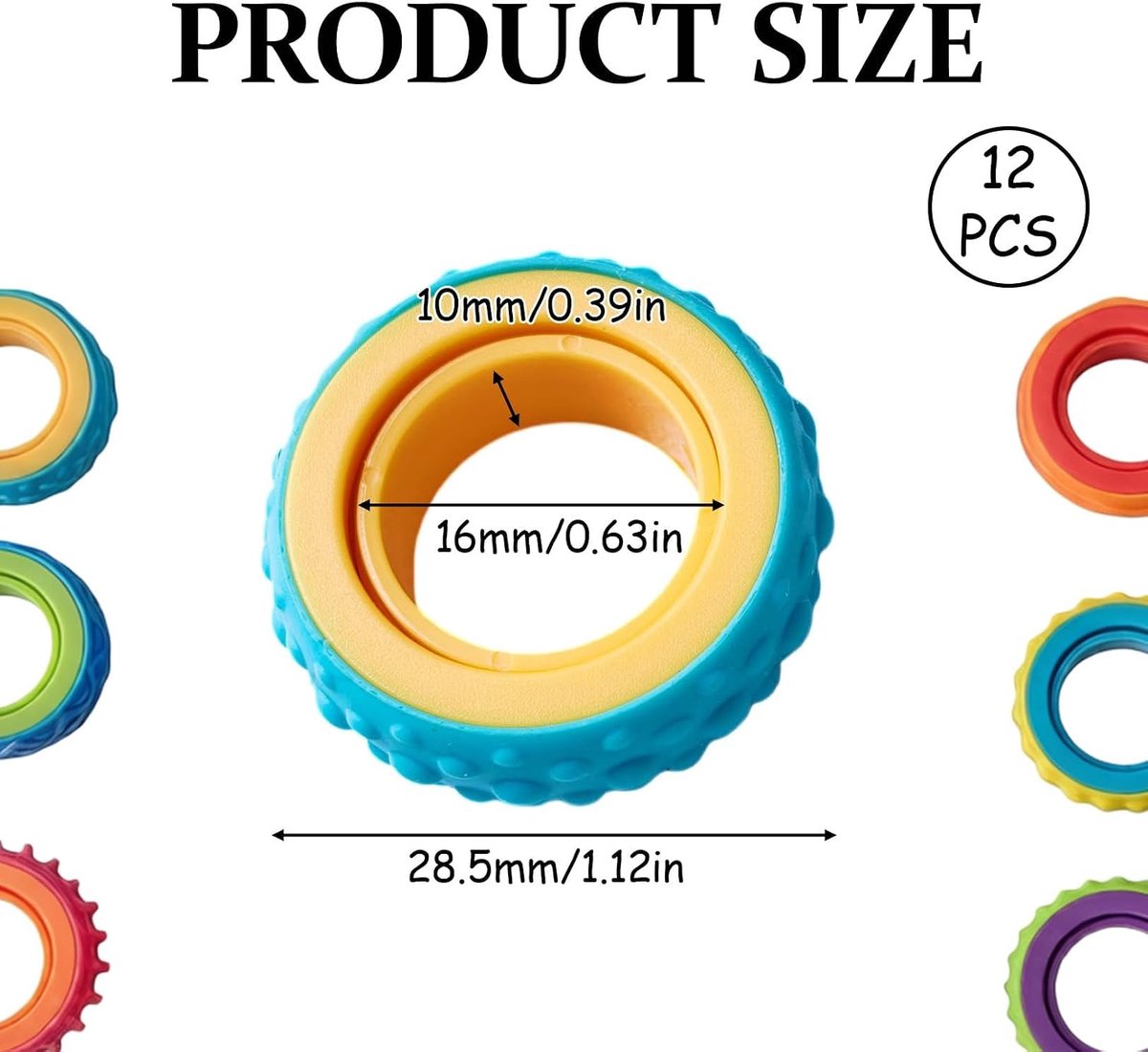 12 Stuks Anti-stress Acupressure Ring Set, Sensorische Zappelringen Voor Autisme, ADHS En Angst