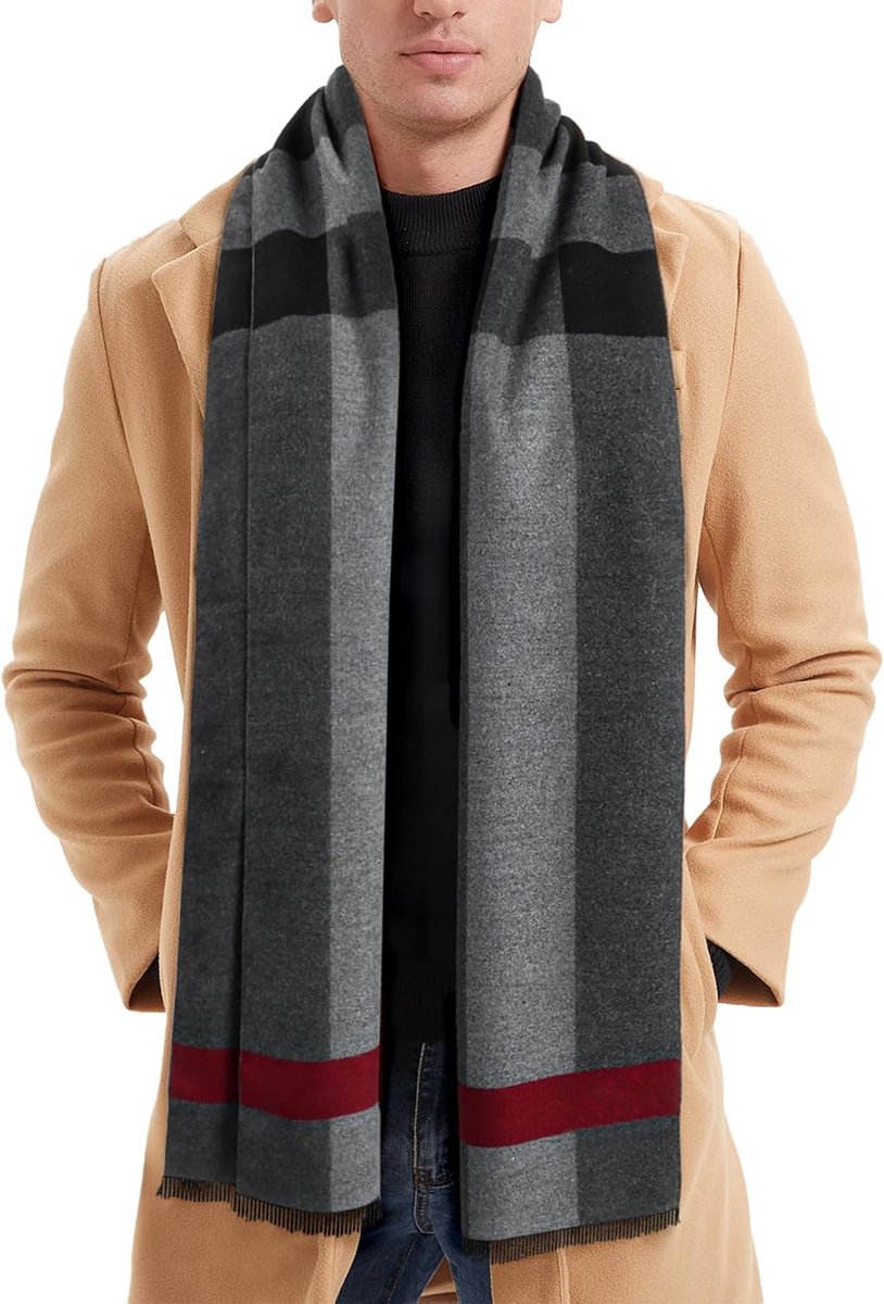 Sjaal - Winter Heren Plaid Warme en Comfortabele Klassieke Kasjmier Gebreide Sjaal, Nekwarmer