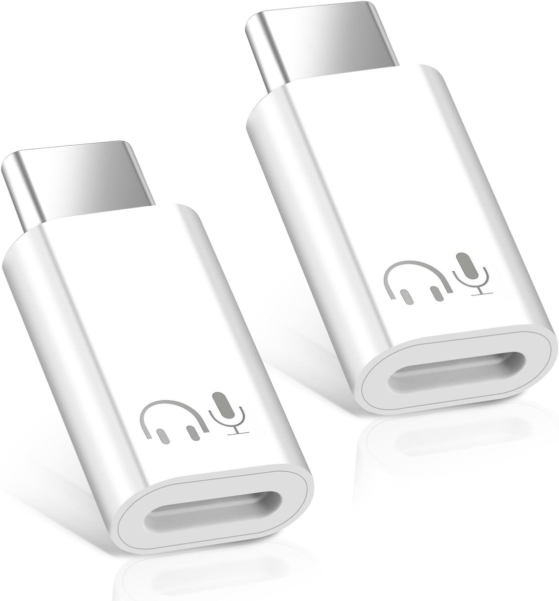 Naar audio-adapter, compatibel met apparaten met Light-ning-aansluiting, 2 stuks, DAC hifi-geluid, hoofdtelefoon, line-control, compatibel met iPhone 17/16/15-serie, iPad, wit