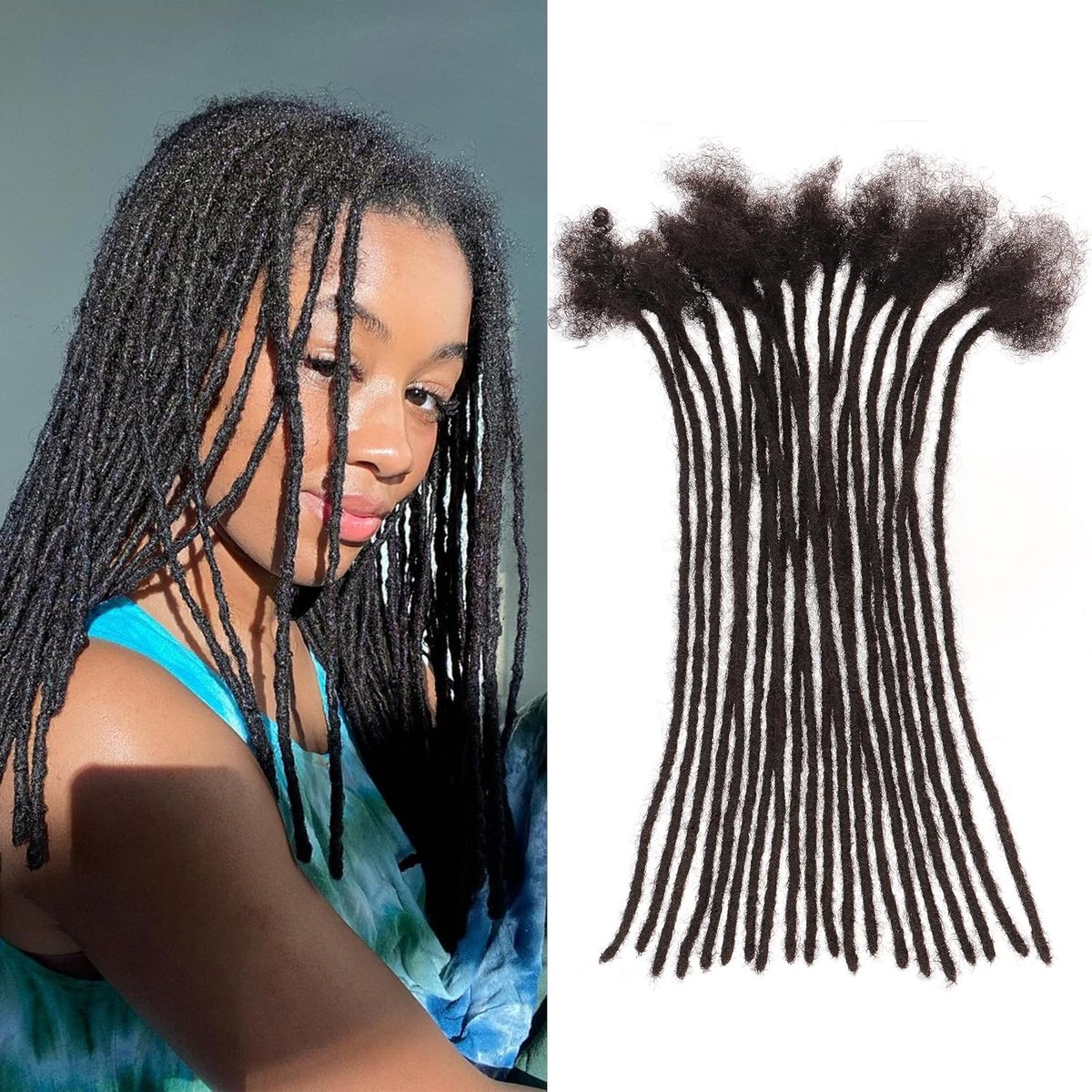 echt haar, 0,4 cm, handgehaakt, lange vlechten, angst voor het vergrendelen van menselijk haar (35,5 cm, 20 stuks/verpakking)