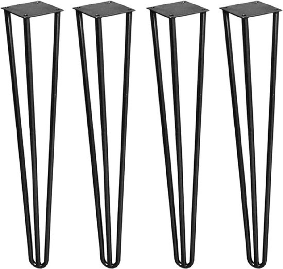 Tafelpoten Set - Meubelpoten Bureaupoten - Meubels Maken - Drie Stalen Staven - 45cm Hoog - Zwart