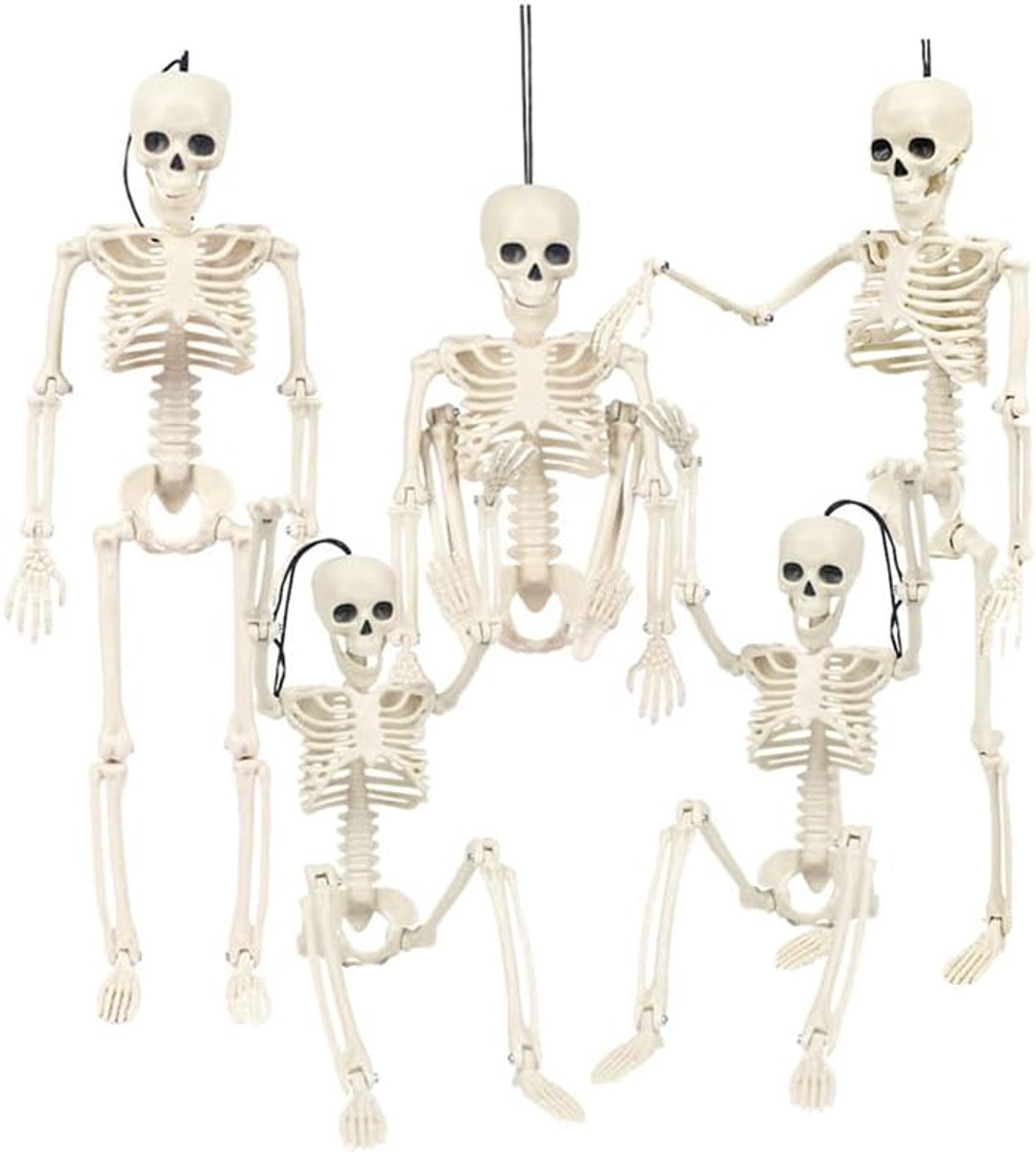 Halloween Decoratie - Halloween Skeletten - Beweegbare Gewrichten - 40 cm - Plastic - Voor Binnen en Buiten - 5 stuks