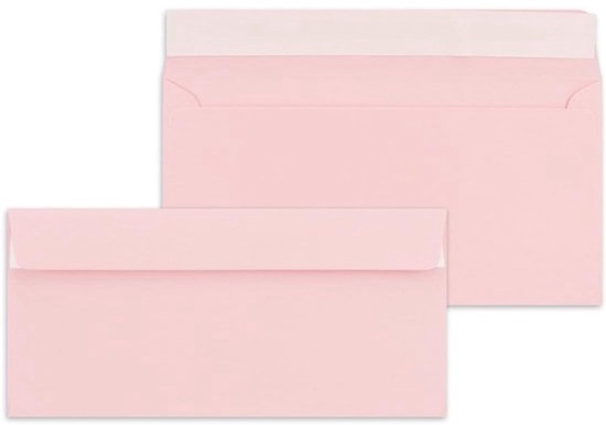 100 Roze DIN Lang Enveloppen 11x22 cm Zelfklevend 120 g/m²