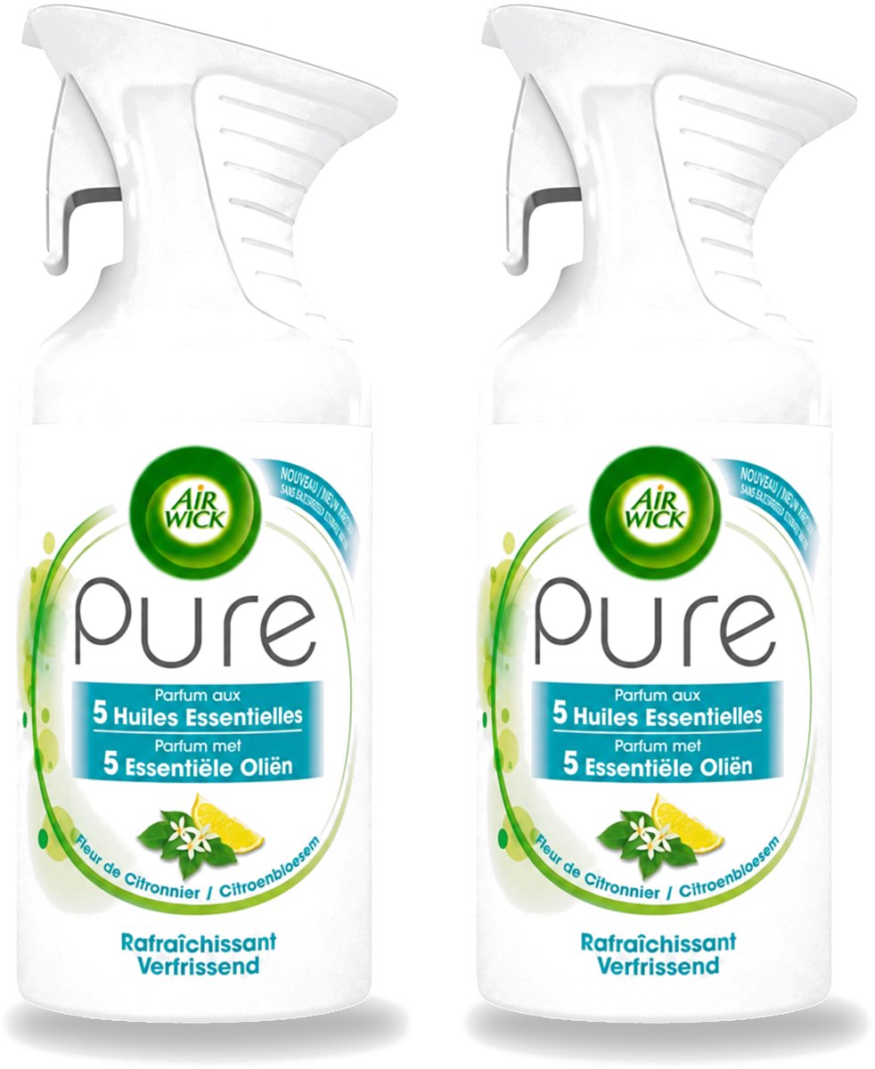 2 x Air Wick - Luchtverfrisser - Essentiële Oliën - Citroenbloesem - Spray - 250 ml - Voordeelverpakking - 2 stuks