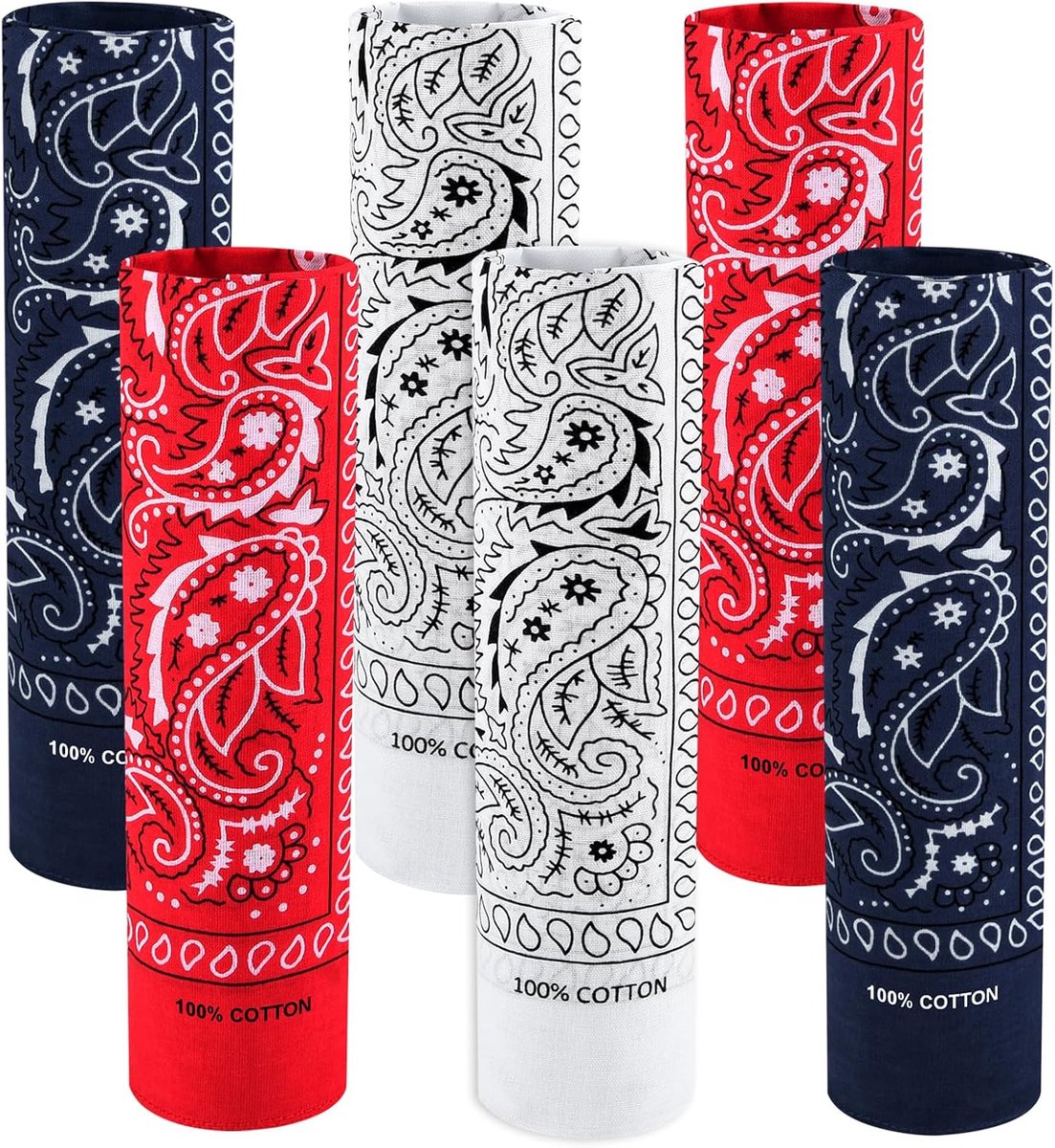 6 Pack 100% Katoen Bandana Paisley Bandanas Hoofd Ccarf Hoofdband Halsdoek Sjaal Zakdoek voor Vrouwen Mannen