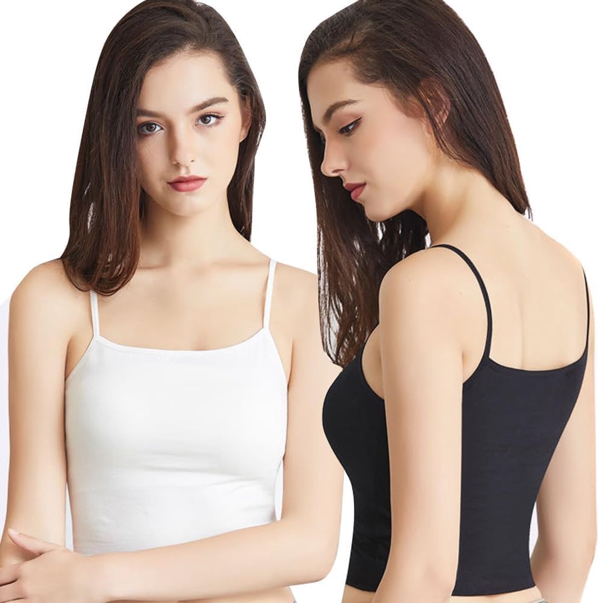 2 stuks top dames crop tank tops zomer mouwloos camisole basic sexy onderhemden hemd Y2K slank spaghettibandjes bovendeel zonder vulling