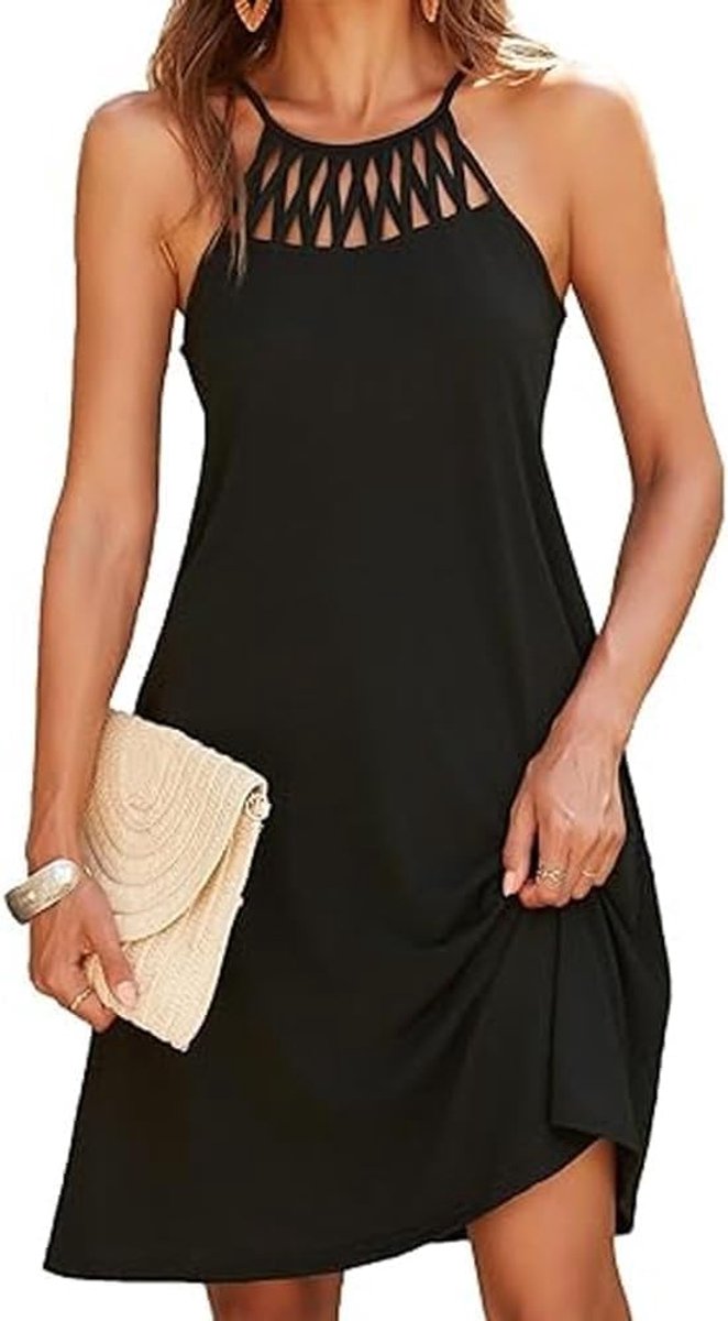 Strandjurk voor dames, strandjurk, gehaakt hollow out, mouwloze strandjurk, bikini cover-up strand, vakantiekleding, strandjurk met zak