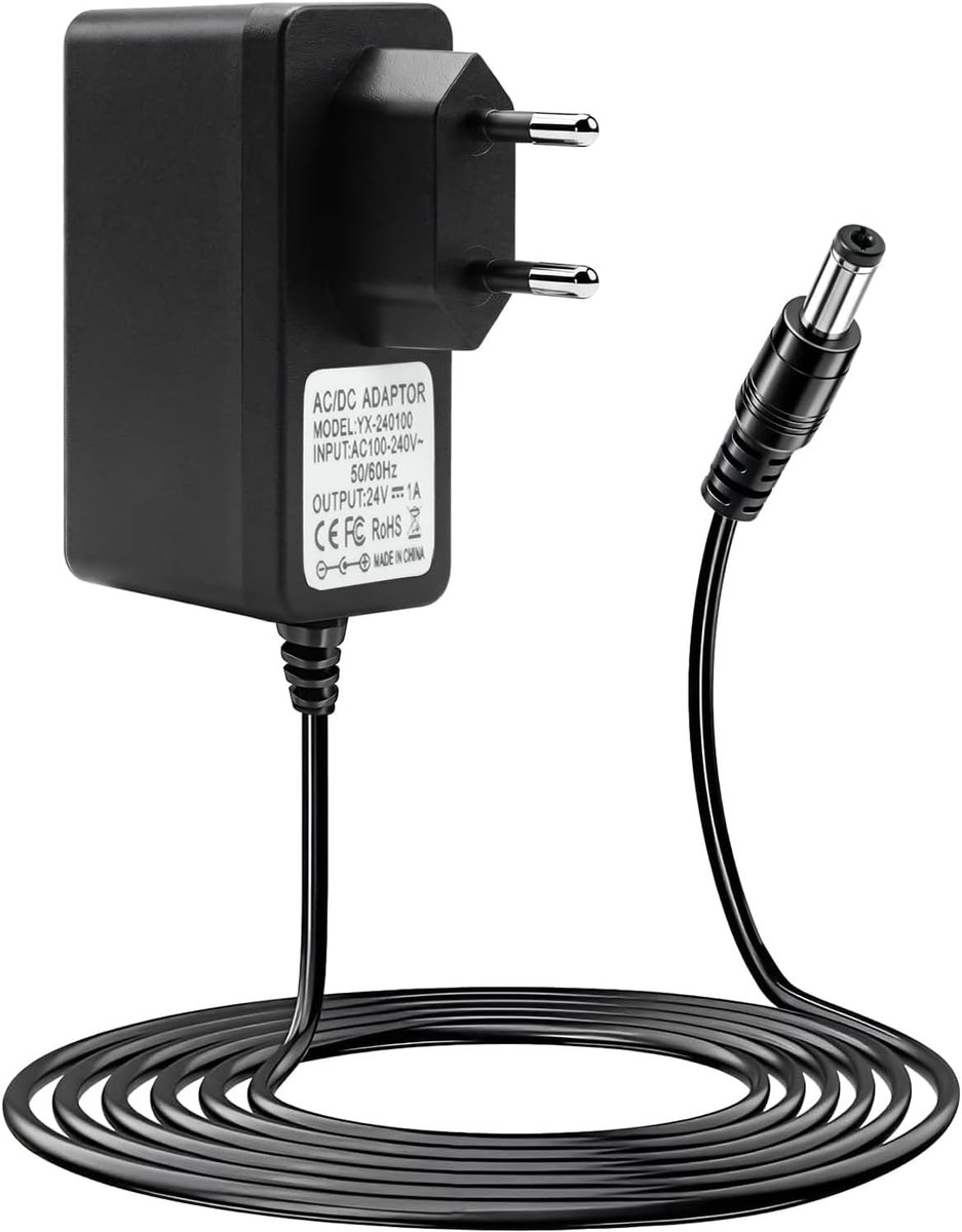 24 V DC 1 A 24 W met kabel 1 m, netadapter 24 V 1 A 24 W AC 100-240 V, transformator 220 V 24 V universeel voor led, router, camera, luchtbevochtiger en DC-apparaten