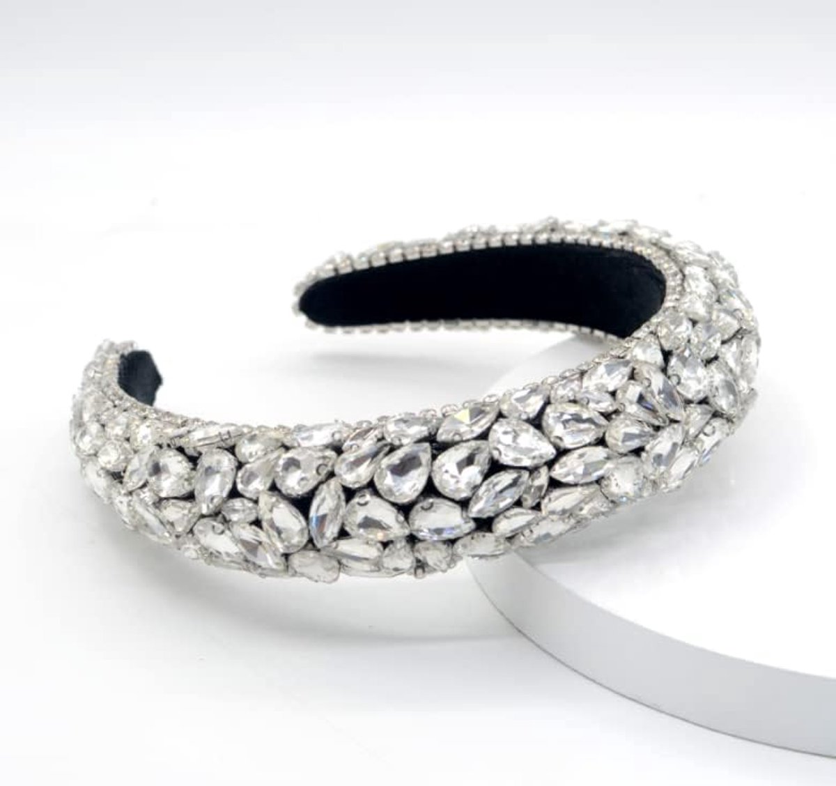 Hoofdtooi Bling Gewatteerde Barokke Kristal Modieuze Feestelijke Haarband Voor Bruiloft, Jubileum, Vakantie Cadeau (Zilver)