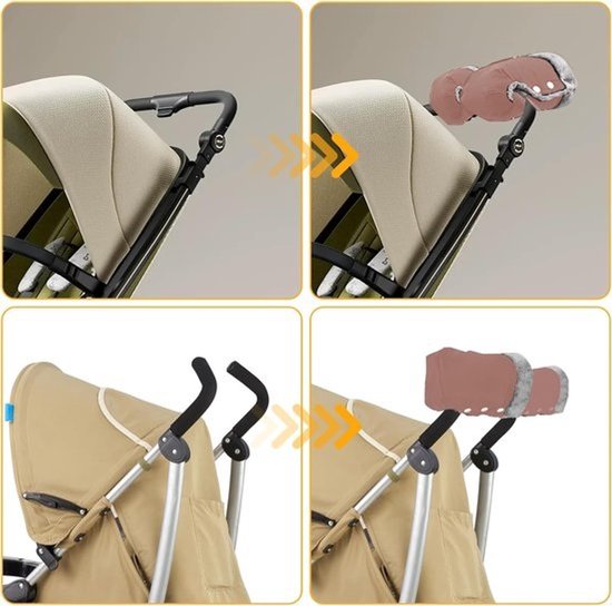 Kinderwagen Handwarmers - Wanten Pram - Baby Buiten - Wind- en Waterdicht - 21 x 19 cm - Curry — afbeelding 3