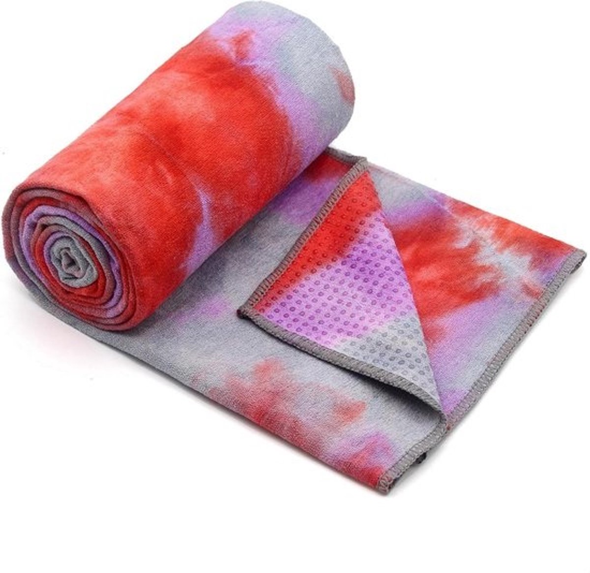 Yogahanddoek - Antislip doek - Hete yoga - Zweetabsorberend - 60 x 182 cm - Rood grijs