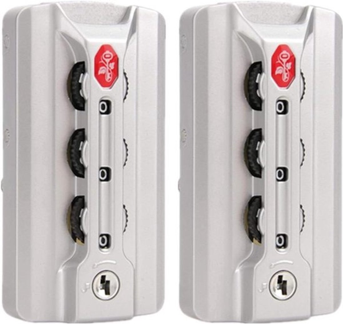 Bagageslot Set - Koffer Slot - Bagage Beveiligen - Combinatieslot - 76 mm x 39 mm - Zilver