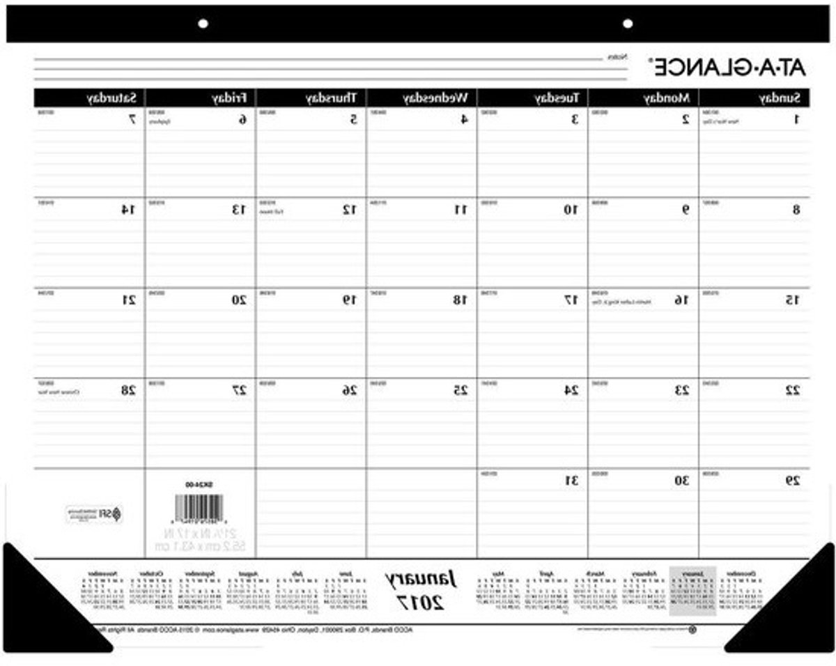 Bureauonderlegger Kalender - Maandplanner - Planning Maken - Gelinieerde Dagen - 55 x 43 cm - Zwart Wit