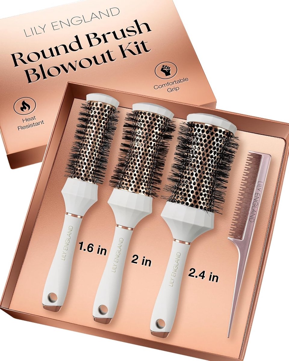 Ronde Borstelset voor Föhnen - Wit - Professionele Haarverzorging met 3 Maten en Steelkam - Voor Dames