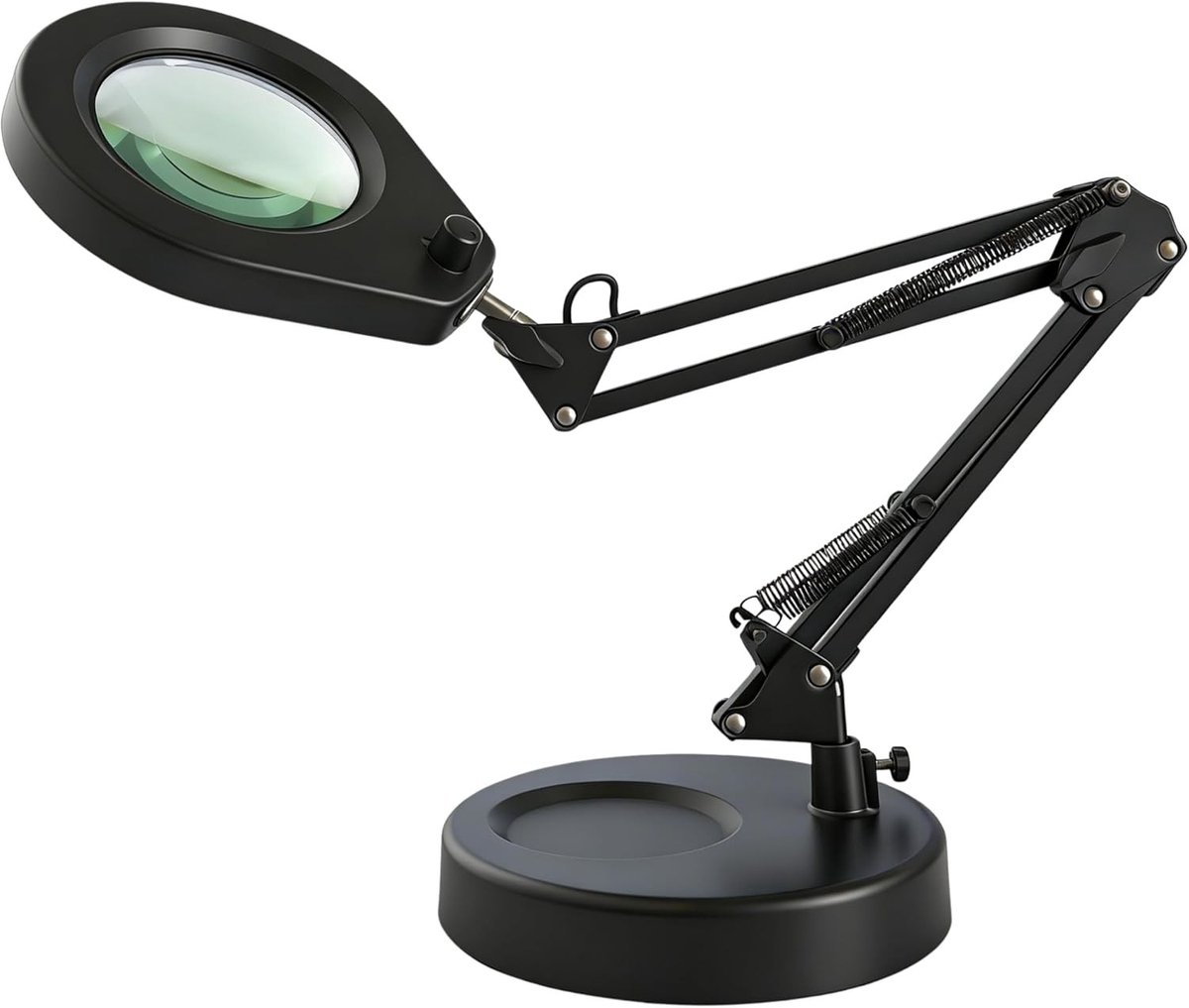 LED Vergrootlamp met Ronde Voet & Klem - 5 Dioptrieën - Glazen Lens - Voor Precisiewerk