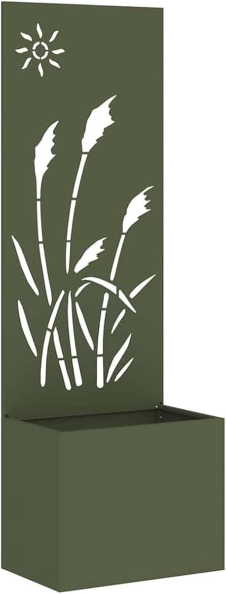Tuin, olijfgroen, 50 x 140 cm, decoratief stalen scherm met ingelegd voor privacy en stijl op terras, balkon en tuin