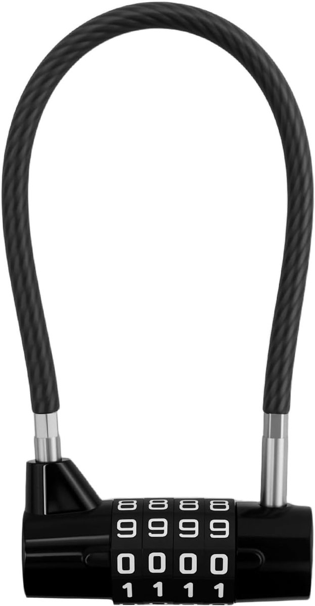 kabelkabel, cijfercombinatie, hangslot, lange beugel, diameter 5 mm, lengte 17,5 cm, voor kluisjes, archiefkasten, kledingkasten, kleine hekken, kleine schuren