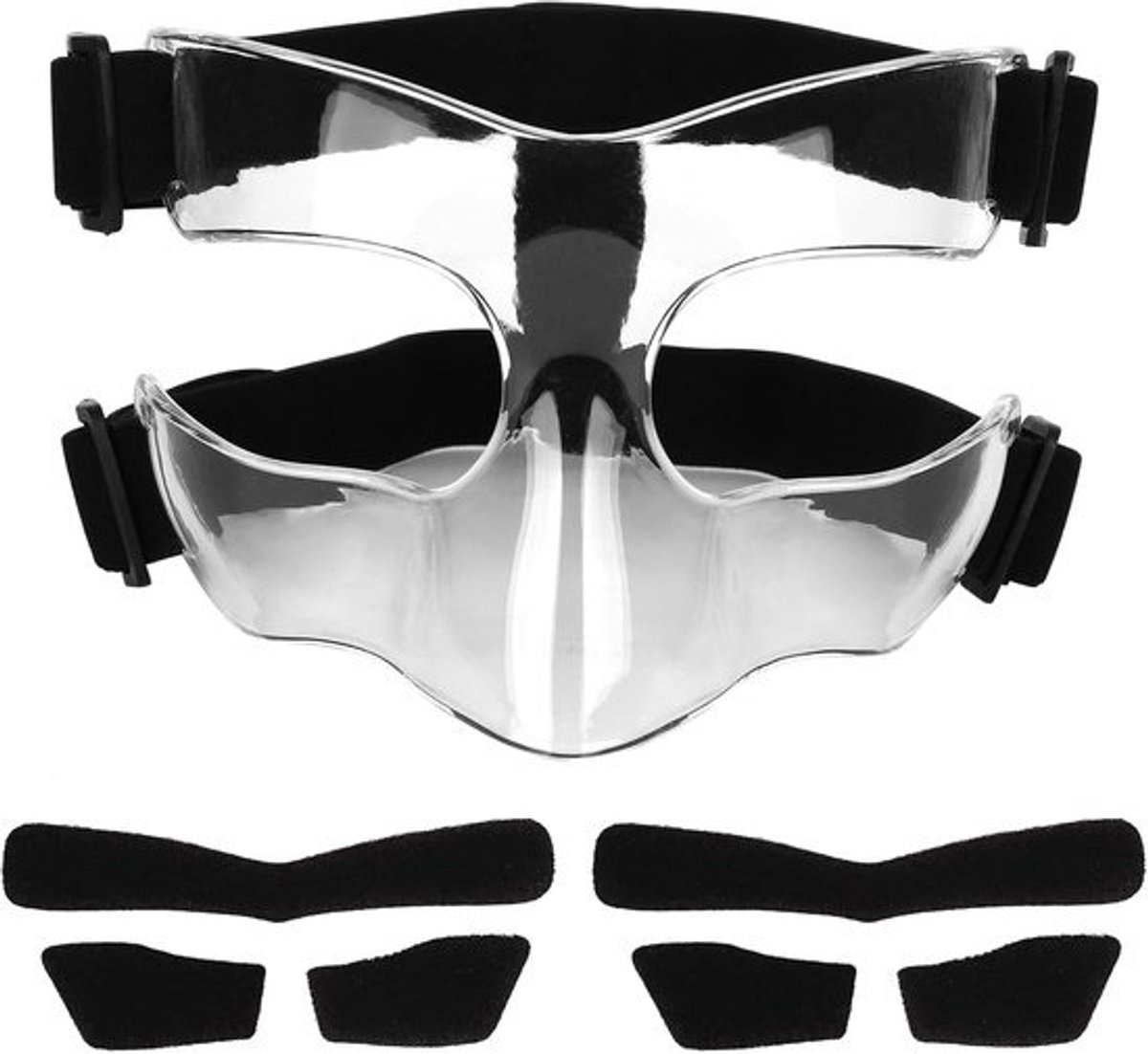 Verstelbaar Gelaatsscherm voor Neusbescherming - Doorzichtige Gezichtsbedekking - Beschermend Gezichtsmasker voor Tieners en Volwassenen - Basketbal en Voetbal - Neusmasker met Verstelbare Band