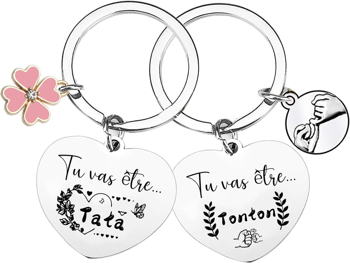 Tata Oom Kerstcadeaus voor Oom Tata Sleutelhanger Oom en Tante Cadeau 2 Stuks Sleutelhanger Cadeau Idee Tata Sleutelhanger Oom en Tante Cadeau Verrassing Kerstmis