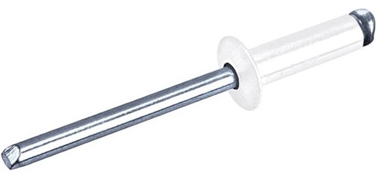 500 Stuks Gelakte Popnagels Ø 4mm - Aluminium Huls met Stalen Doorn - RAL 9010 Wit