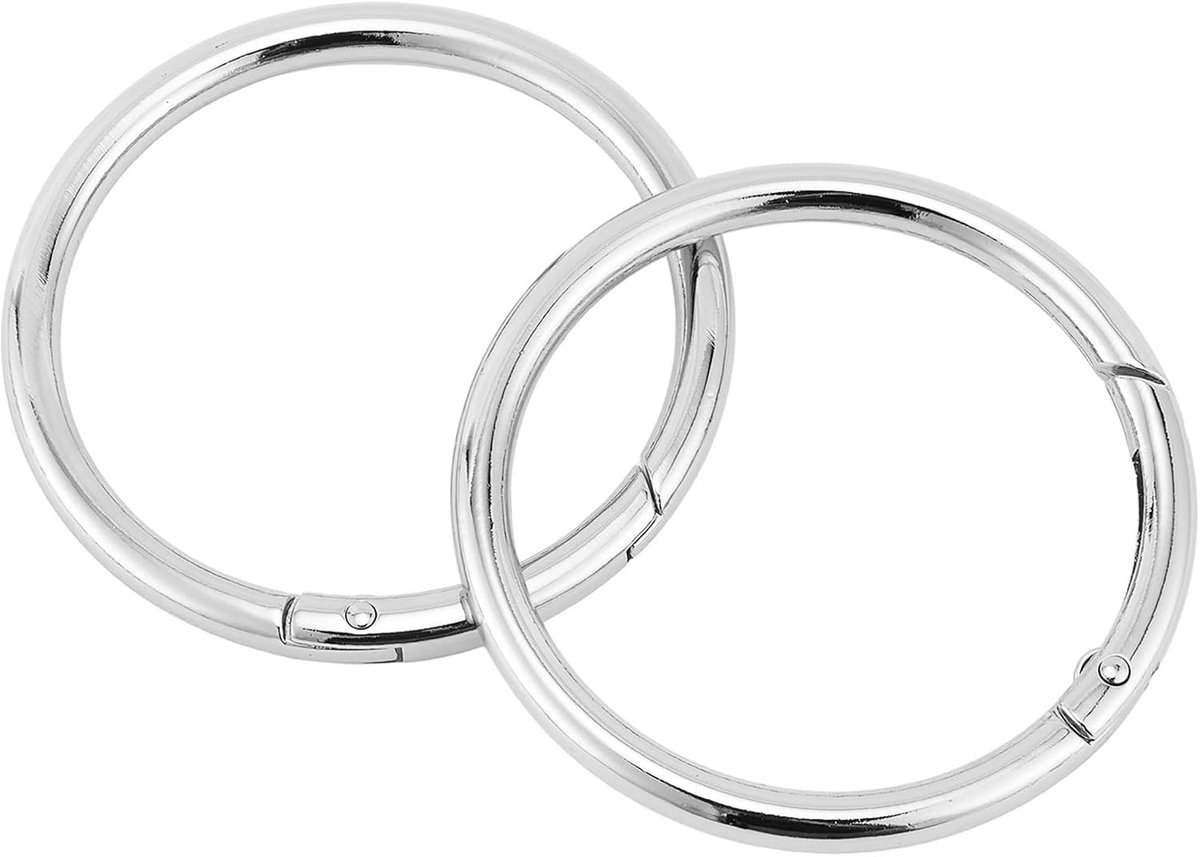 10 stuks ronde karabijnringen, O-ring, metalen ronde veersplitringen voor handtassen, sleutelhangers, gespen, tassen, portemonnees (zilver, 50 mm)