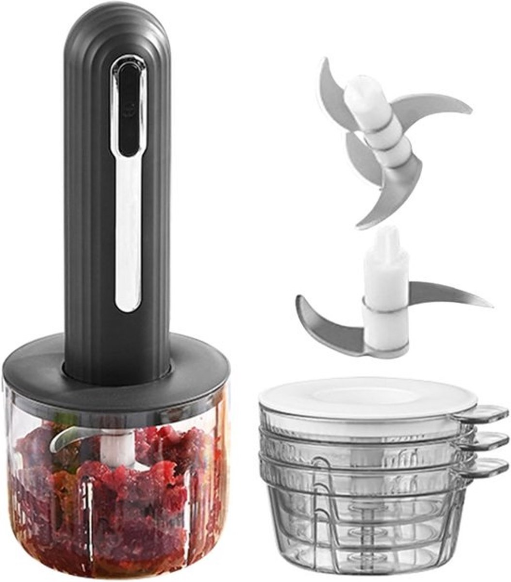 Elektrische Keukenmachine - Mini Hakmolen - Snel Ingrediënten Snijden - Draadloos Oplaadbaar - 400ml Kom - Wit