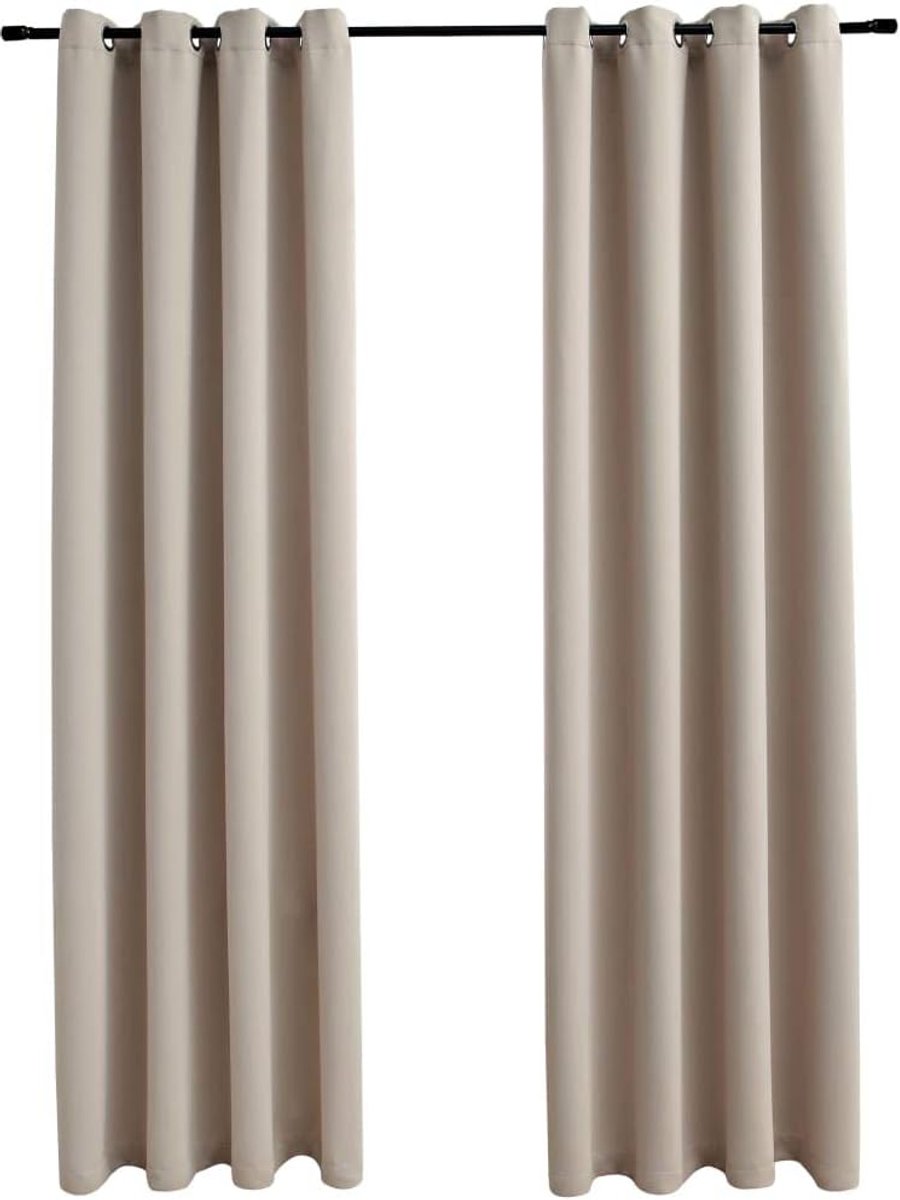 Set van 2 Verduisterende Gordijnen met Metalen Ringen, Gemaakt van 100% Polyester in een Elegant Design, Ideaal voor Woonkamer, Slaapkamer en kantoor (140x175cm)