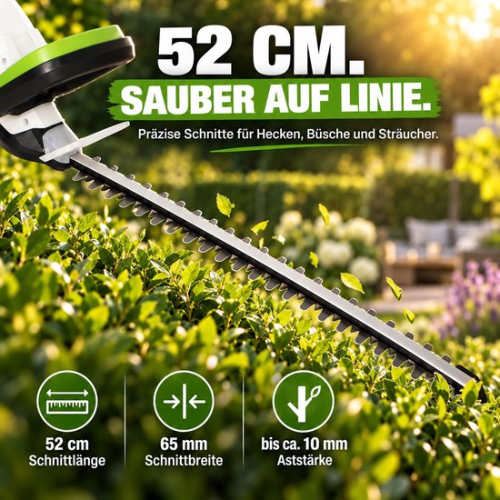 TRUTZHOLM Accu Heggenschaar 20V met 2x 2Ah Batterij & Lader - 52cm Snoerloze Heggentrimmer - Heavy Duty Duopack Struikschaar van TRUTZHOLM — afbeelding 2