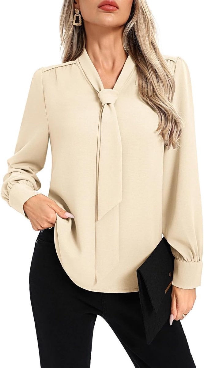 Kasin Elegante damesblouse met lange mouwen en V-hals