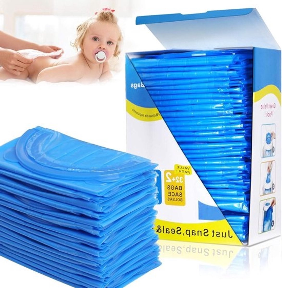 Luieremmer Navullingen - Wegwerpzakken Luiers - Babyafval Beheer - Scheurvast Materiaal - 34 Stuks - Universeel