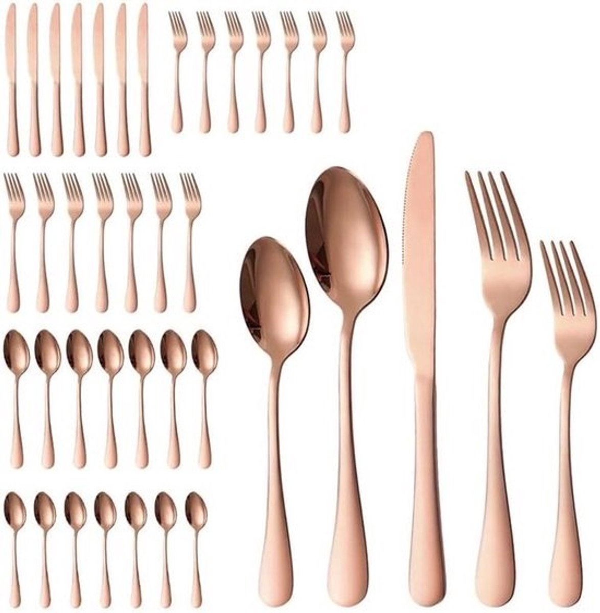 Bestekset - Serviesgoed - Dineren thuis - Gladde randen - 40 delig - Roségoud