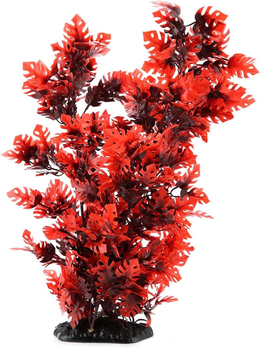 Plastic Levendige Kunstmatige Water Gras Ornament voor Aquarium Onderwater Vis Tank Tuin Lands Kunstgras decoratie, Rood