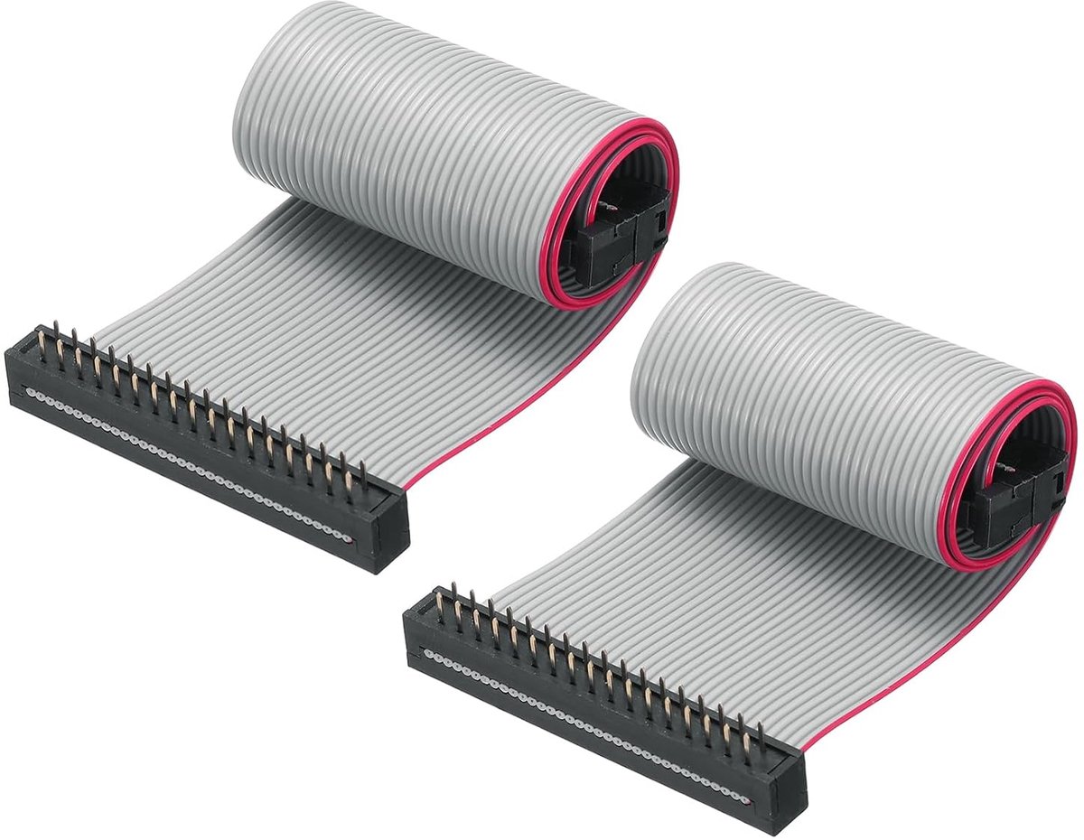 Lintkabel FC/FD-stekker A-type 34 pins 2,54 mm raster 0,2 m lengte grijs 2 stuks