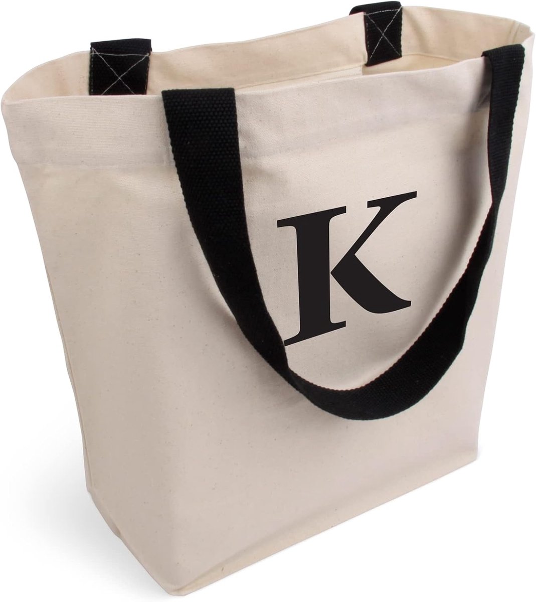 Stijlvolle ruime draagtas met binnenzak en ritssluiting, katoenen tas, stoffen tas, shopper, handtas met grote bodem, Öko-Tex 100 standaard gecertificeerd