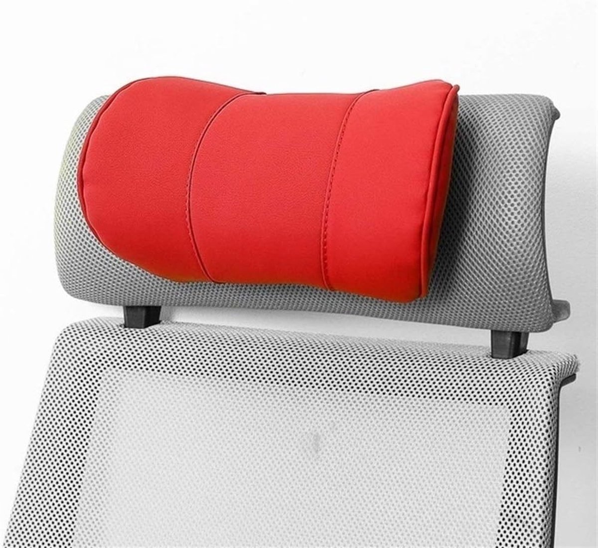 Leather Memory Foam Car Neck Back Seat kussen lendensteun Massager Taille Kussen Kussen for Stoelen Car Seat pijn verlichten (Color Name : Neck Red)