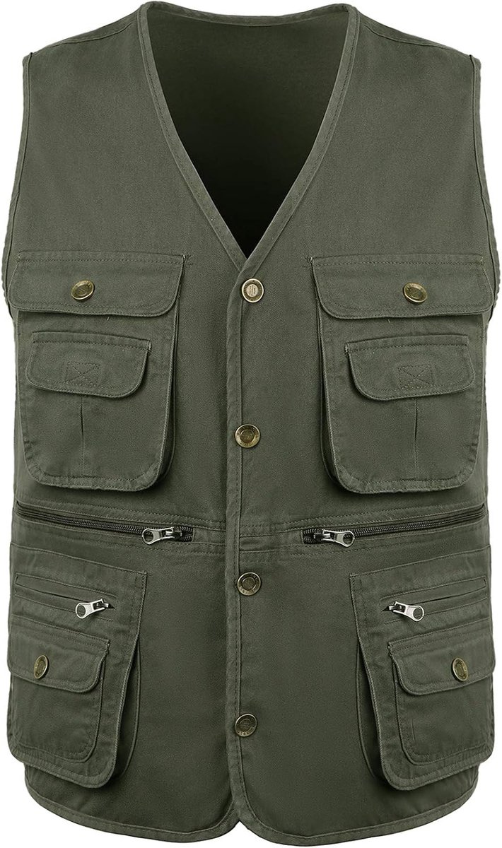 Casual Vissen Vest Lichtgewicht Ademend Fotografie Vest Outdoor Multi Pocket Utility Gilet Safari Wandelen Reizen Vest Tops Katoen Mouwloos Jas