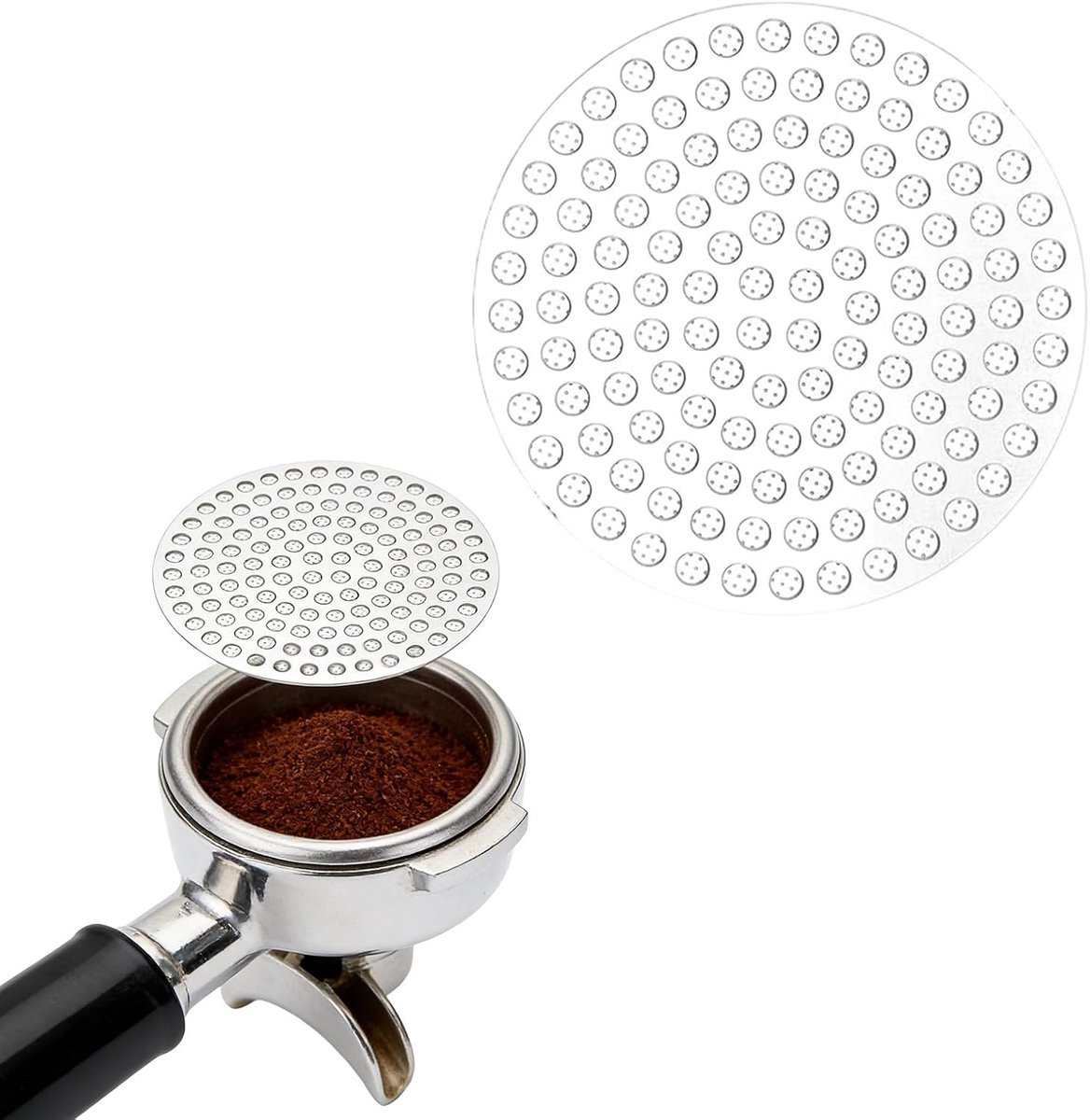 2 stuks 58,5 mm roestvrij staal espresso puck screen 1,2 mm dik herbruikbaar roestvrij espresso zeef voor espresso baristas en café