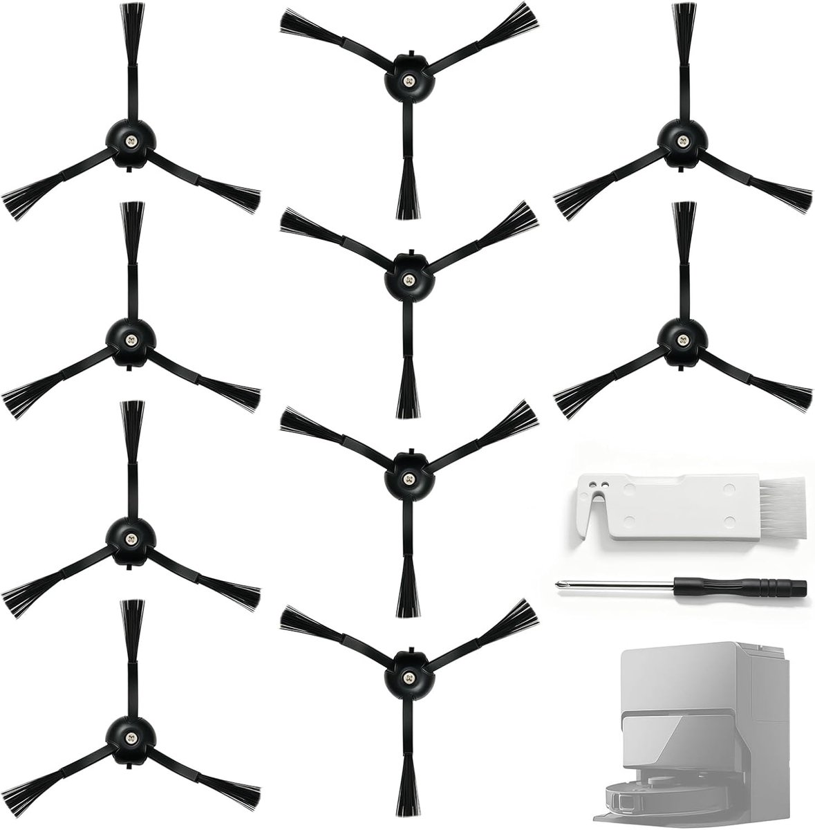 Borstels voor Roborock S8 MaxV Ultra - 10X zijborstel geschikt voor Roborock Q8 Max, S7 MaxV Ultra, Q5 Pro, Q Revo, Qrevo S, Q7 Max, Qrevo Pro, S8 Pro Ultra, Qrevo Master, Q5 Pro+, S8, S7 Series