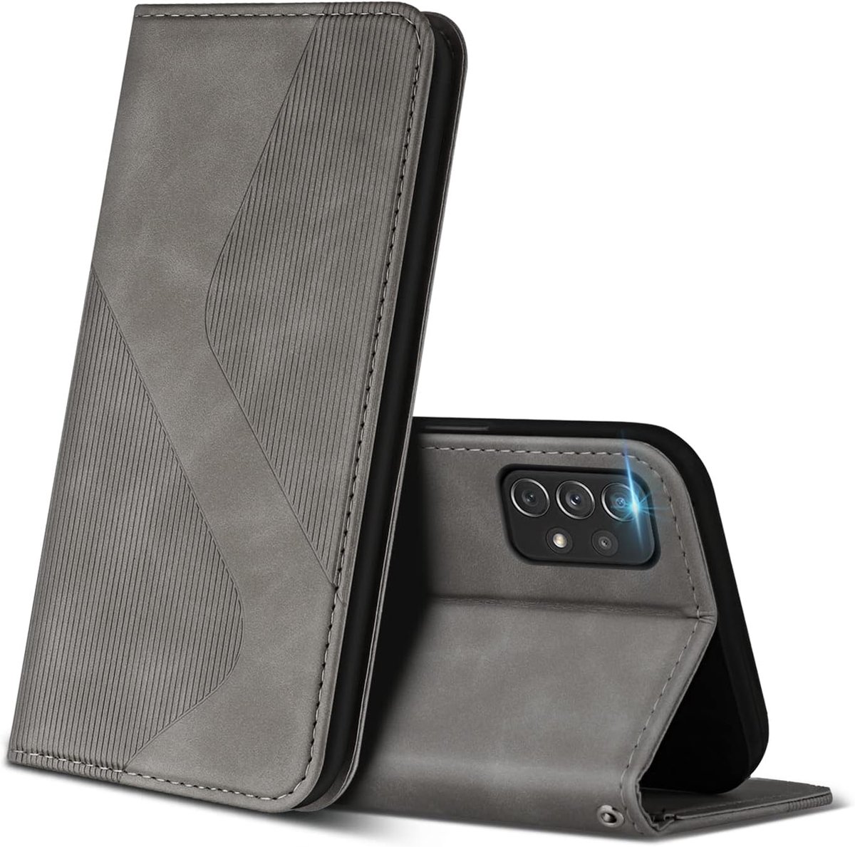 Hoesje voor Samsung Galaxy A23 5G/4G / M13 4G / M23 5G, PU Kunstleer Bookcase Telefoonhoesjes met [Kaartsleuven] [Stand], Flip Case Beschermhoesje voor Samsung A23 / M13 4G / M23 5G (Grijs)